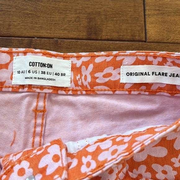 Cotton On Bella Daisy Cheer Pink Flare Jean Size 6 - Picture 5 of 15